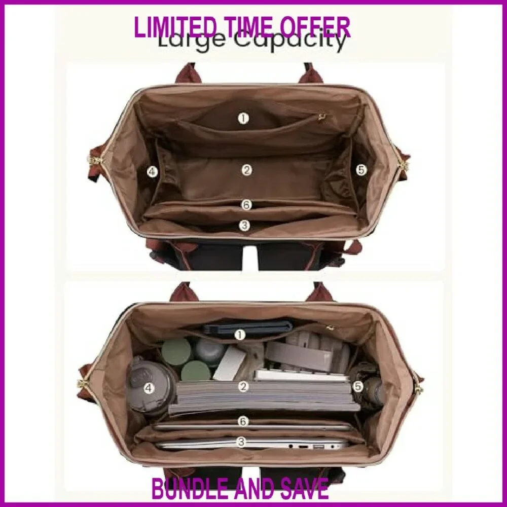 15.6 Inch Laptop Backpack with Tumbler Holder, Waterproof Travel Bag for Work - Picture 6 of 8